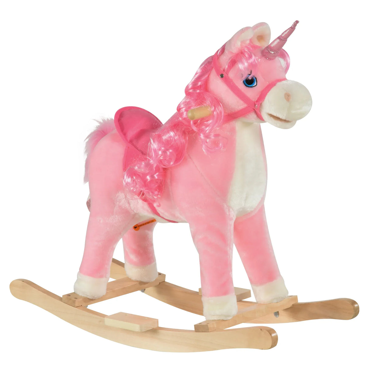 Plush Pink Unicorn Kids Rocking Horse With Sounds - Omega Lifestyles