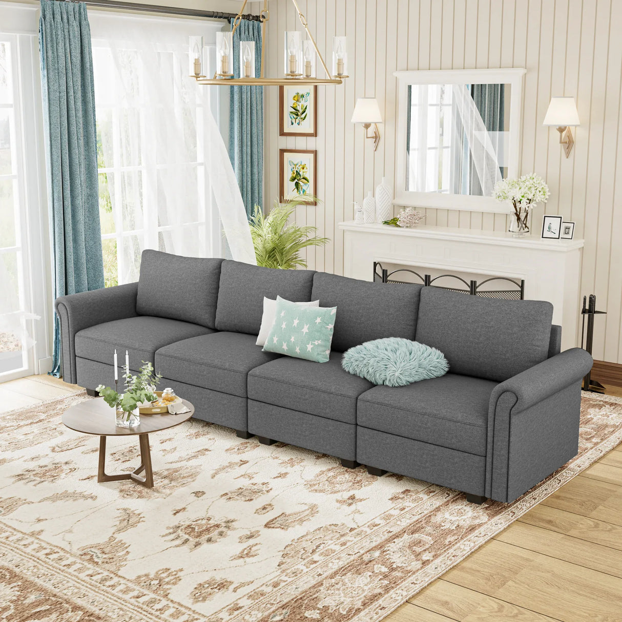 Modular 4-Seater Memory Foam Upholstered Sectional Sofa - Omega Lifestyles