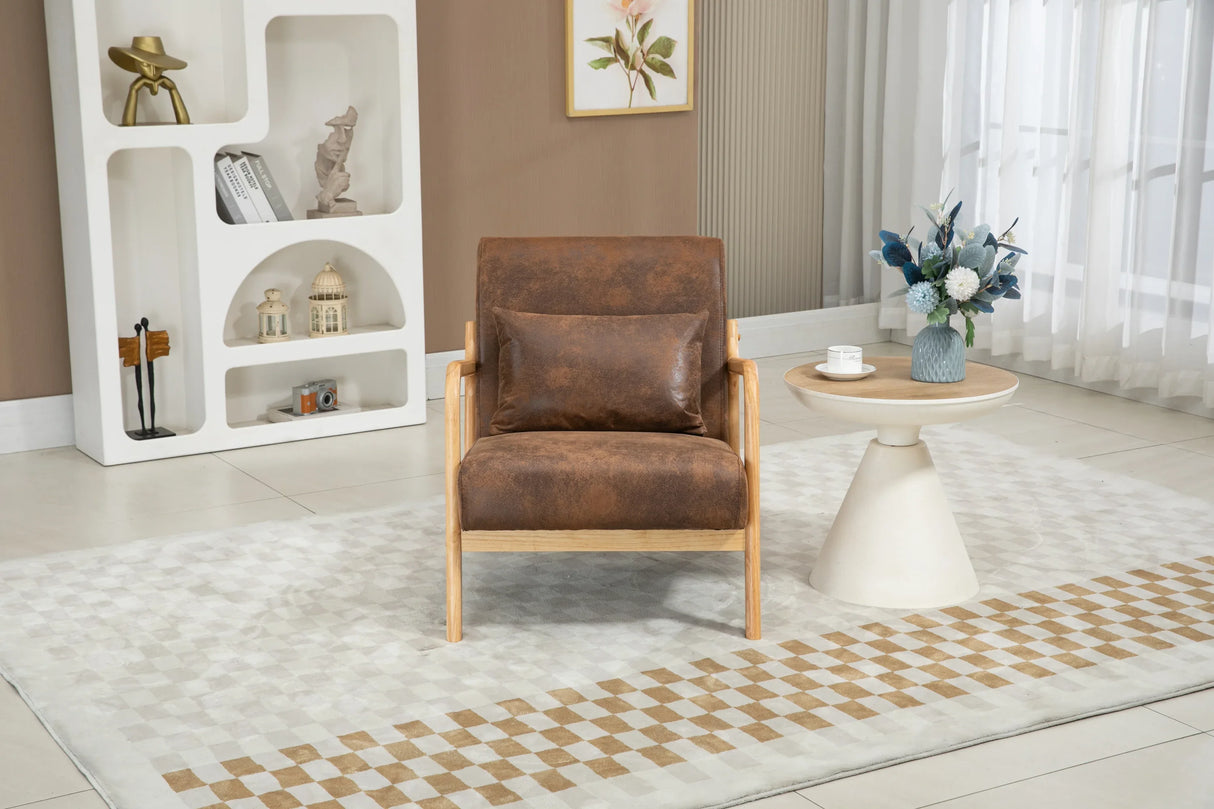 Mid Century Modern Fabric Accent Chair With Waist Cushion - Omega Lifestyles