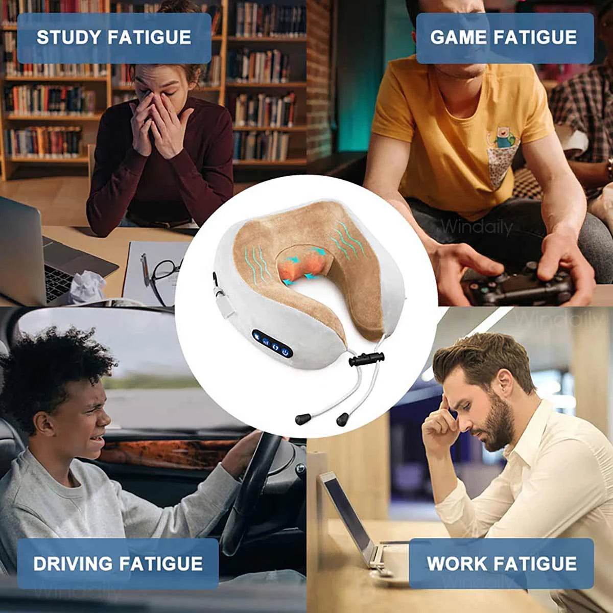 Wireless Neck Massage Pillow With Heat Vibrater - Omega Lifestyles