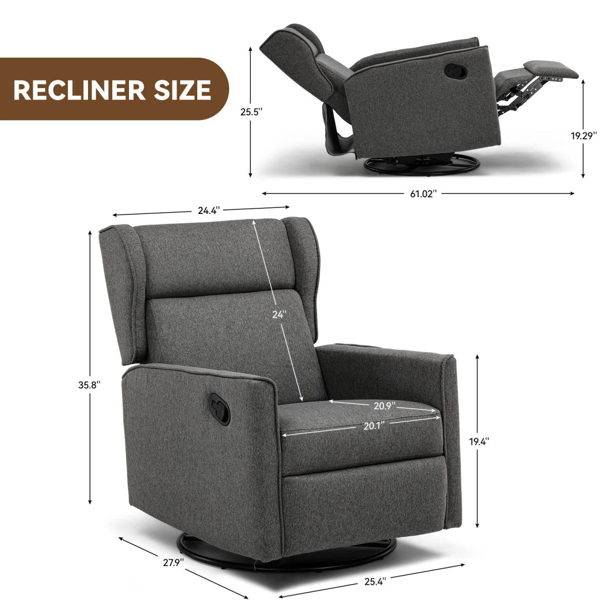 Swivel Rocking Recliner Manual Chair - Omega Lifestyles