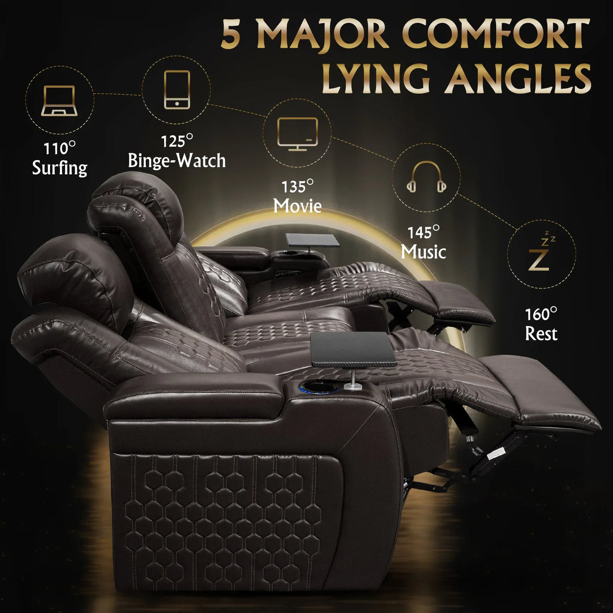 Genuine Leather Power Recliner With RGB LED Lighting - Omega Lifestyles