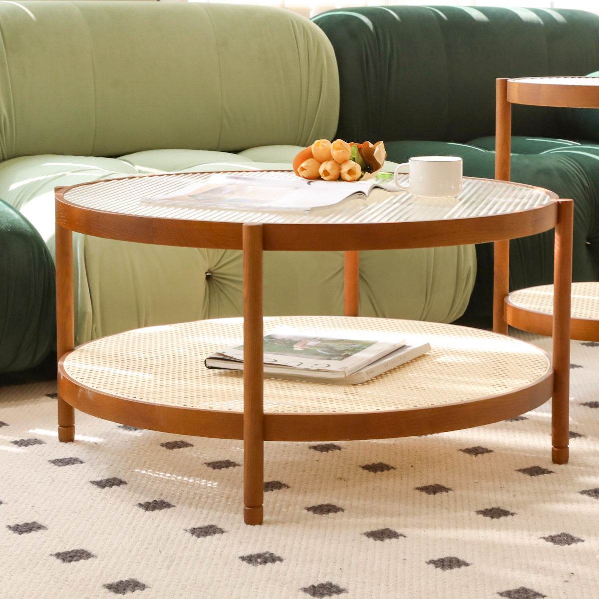 Modern Farmhouse Solid Wood Round Coffee Table - Sleep Galleria
