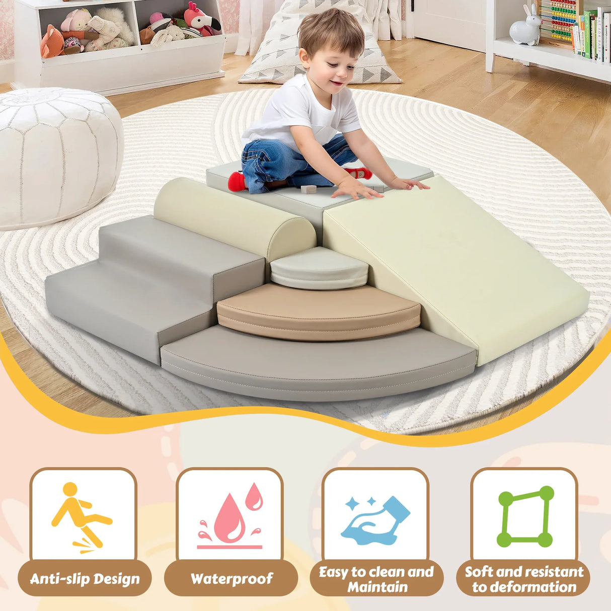 7-Piece Soft Foam Climbing Blocks Toddler Playset - Omega Lifestyles