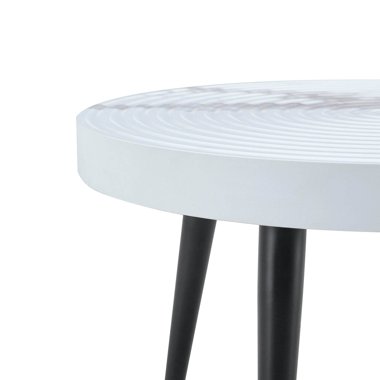 White Marble Pattern Round MDF Metal Coffee Table - Sleep Galleria