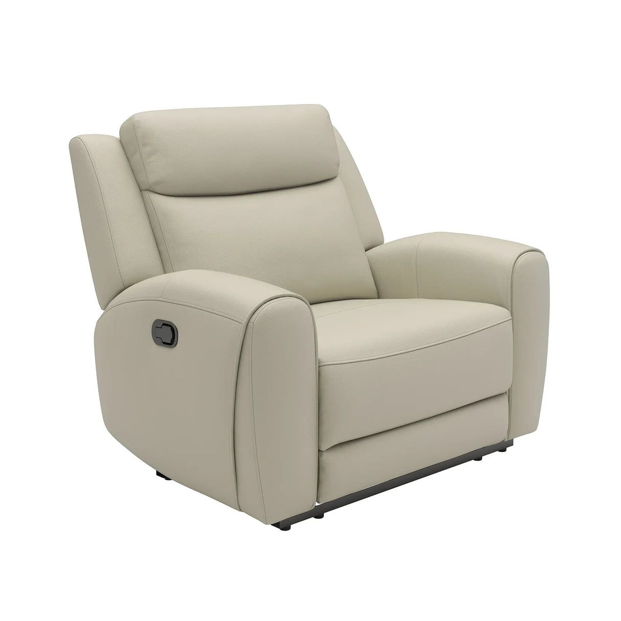 Transitional Beige Leather Manual Recliner With Wide Seat - Omega Lifestyles