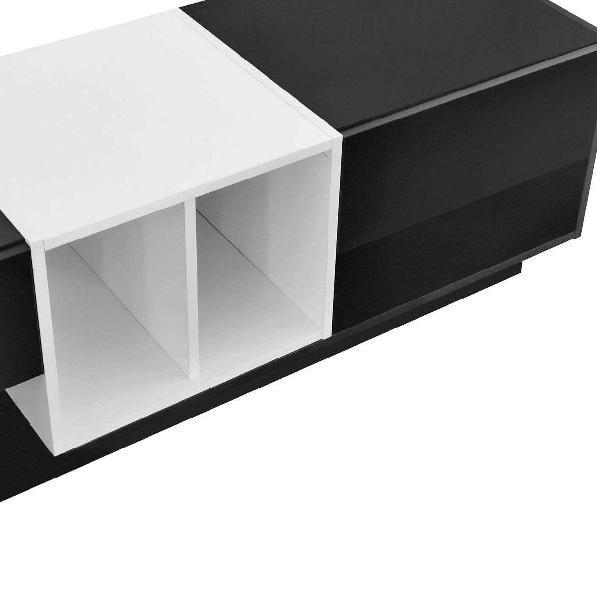 Sleek Two-Tone Black Particle Board TV Stand - Sleep Galleria