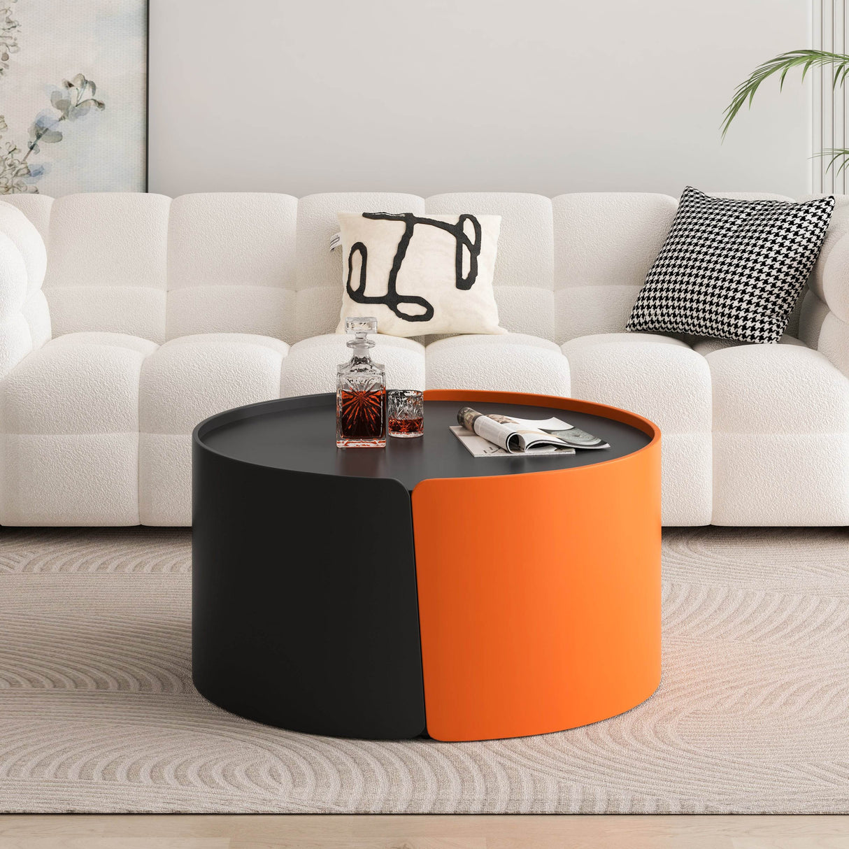 Modern Round Nesting Coffee Table With Storage - Sleep Galleria