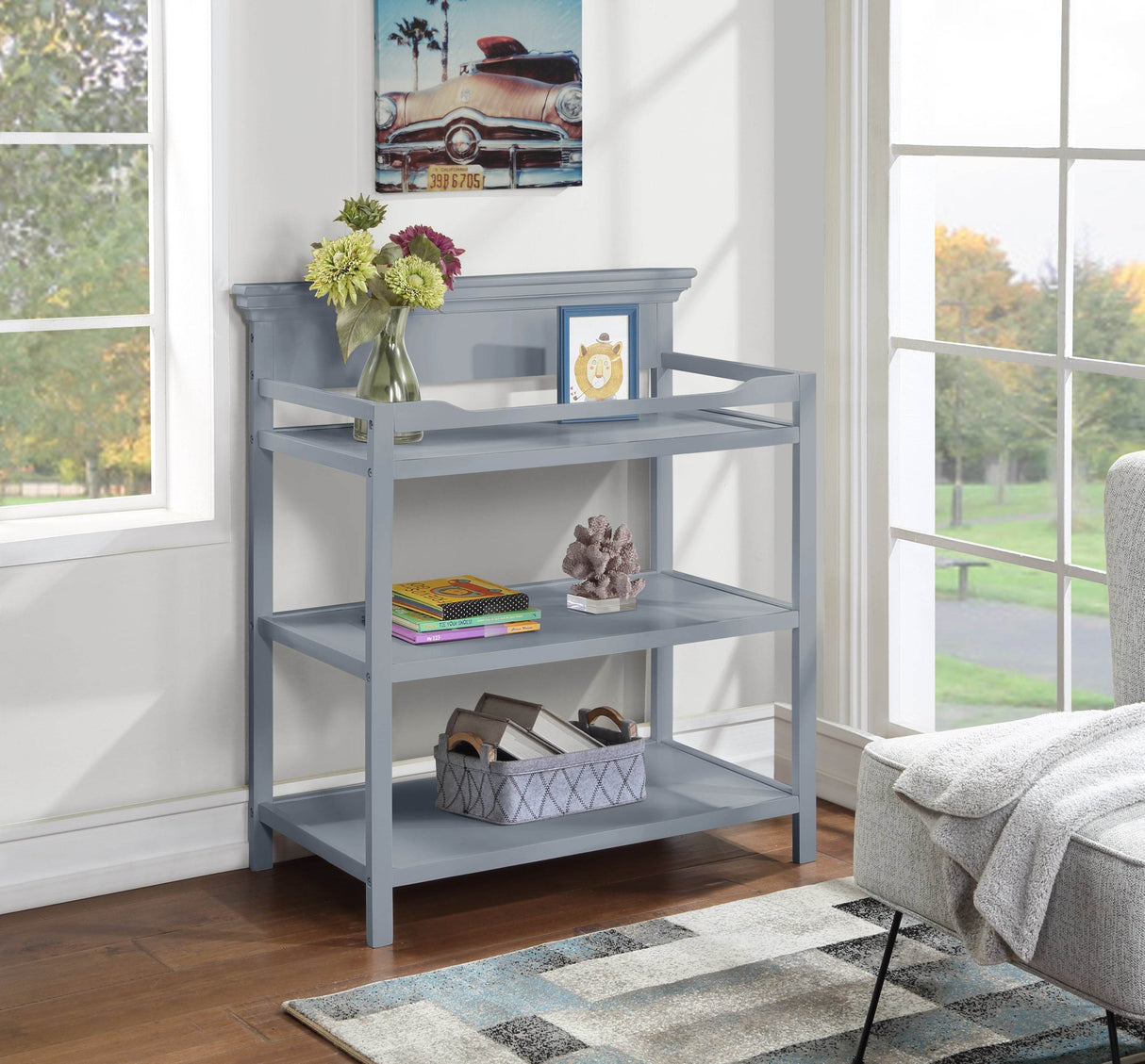 Universal Solid Wood Gray Baby Changing Table - Omega Lifestyles