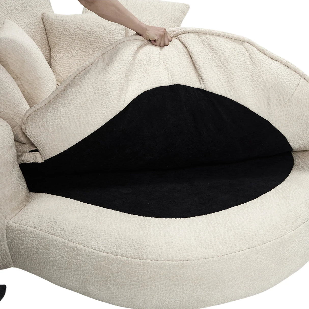 Oversized Chenille Memory Foam Bean Bag Sofa With Pillows - Omega Lifestyles