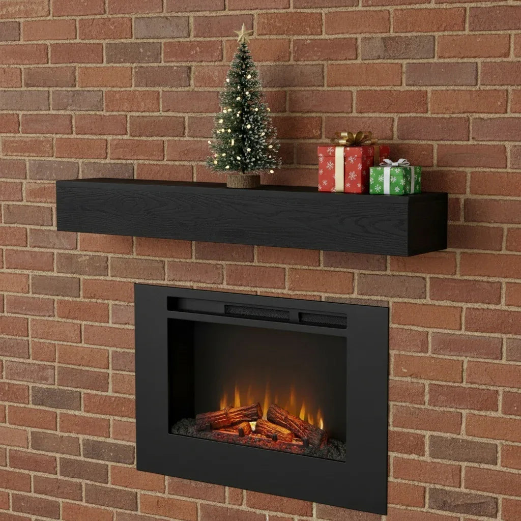 Western Red Cedar 48-Inch Embossed Fireplace Mantel Shelf - Omega Lifestyles