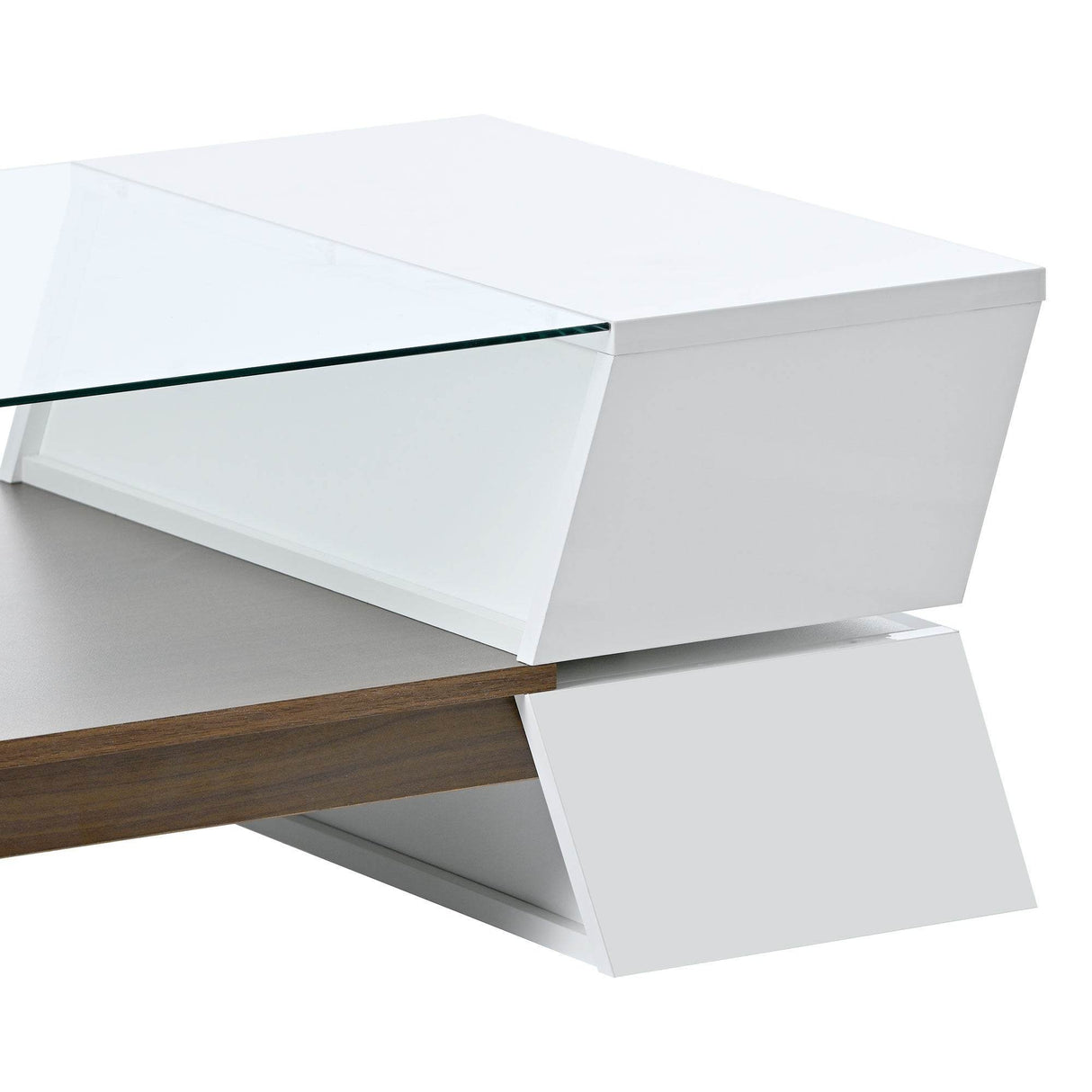 Modernist 2-Tier White Glass Top Coffee Table - Sleep Galleria
