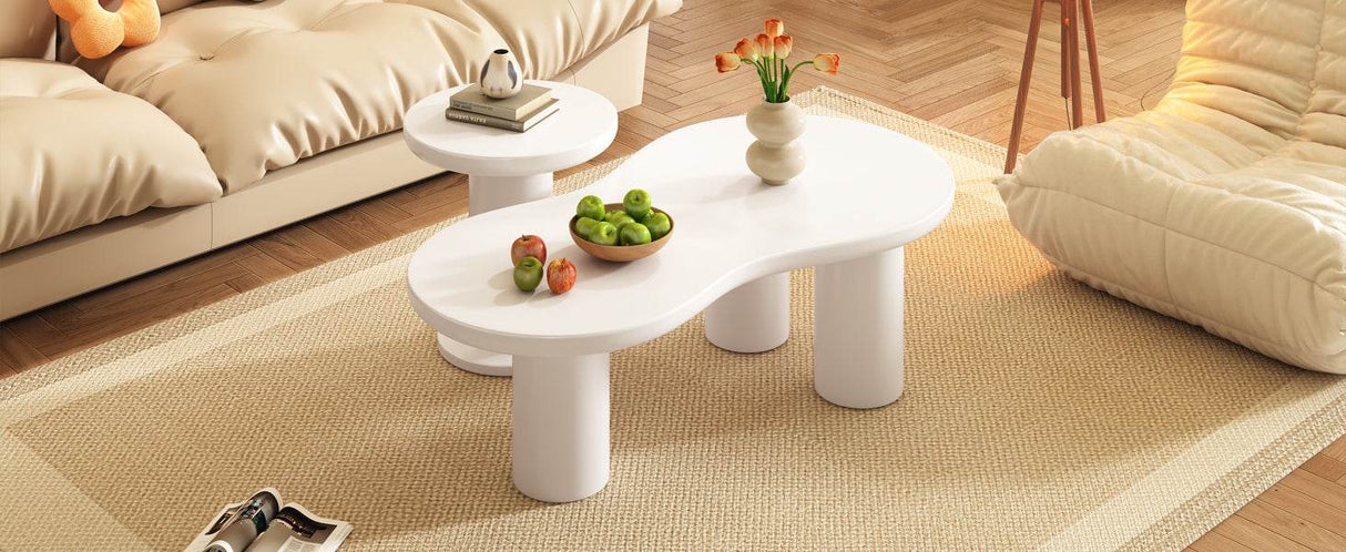 Nesting 2-Piece White MDF Coffee Table Set - Sleep Galleria