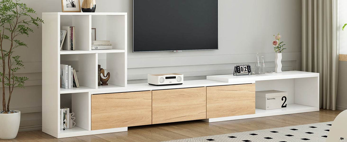 Adjustable Extendable White MDF TV Stand With Storage - Sleep Galleria