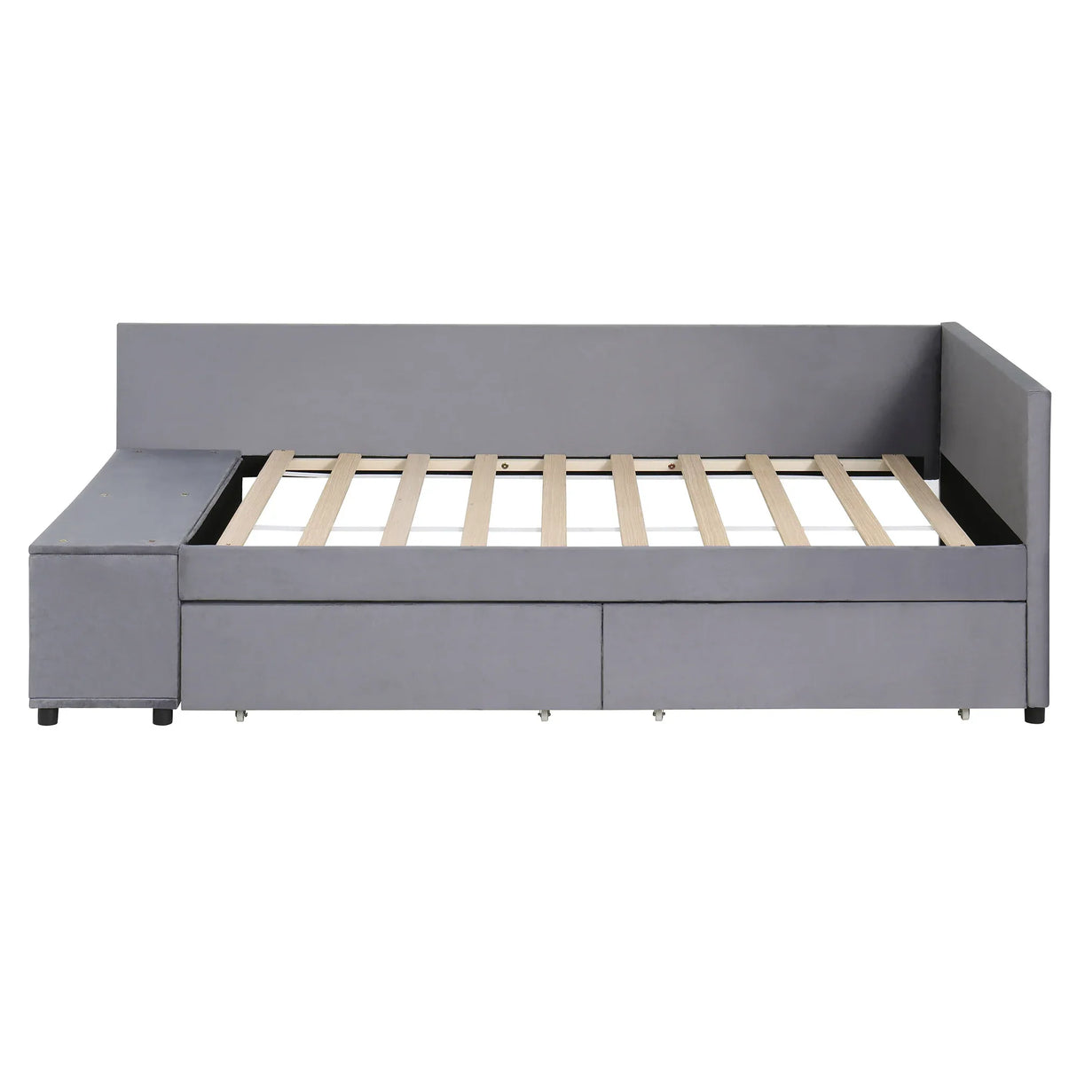 Twin Velvet Upholstered Platform Bed With Storage Drawers - Omega Lifestyles