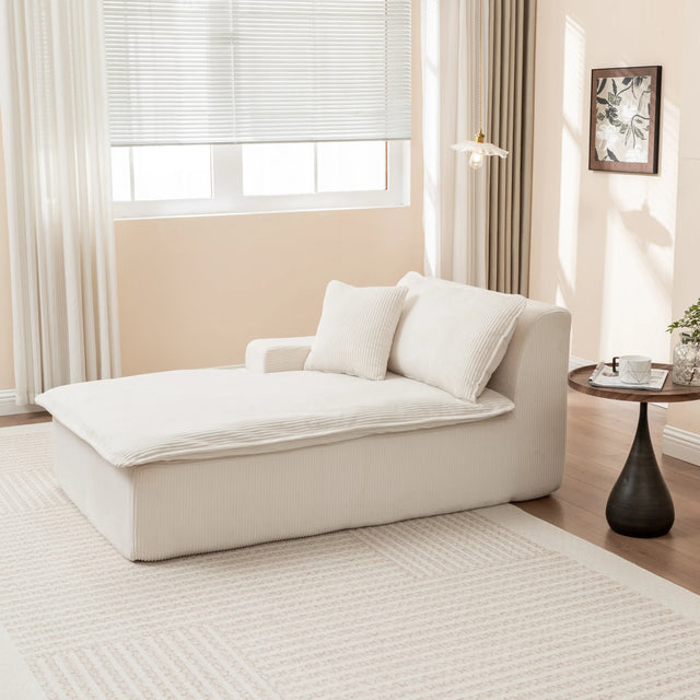 Corduroy Foam Right Armrest Chaise Lounge Chair - Omega Lifestyles