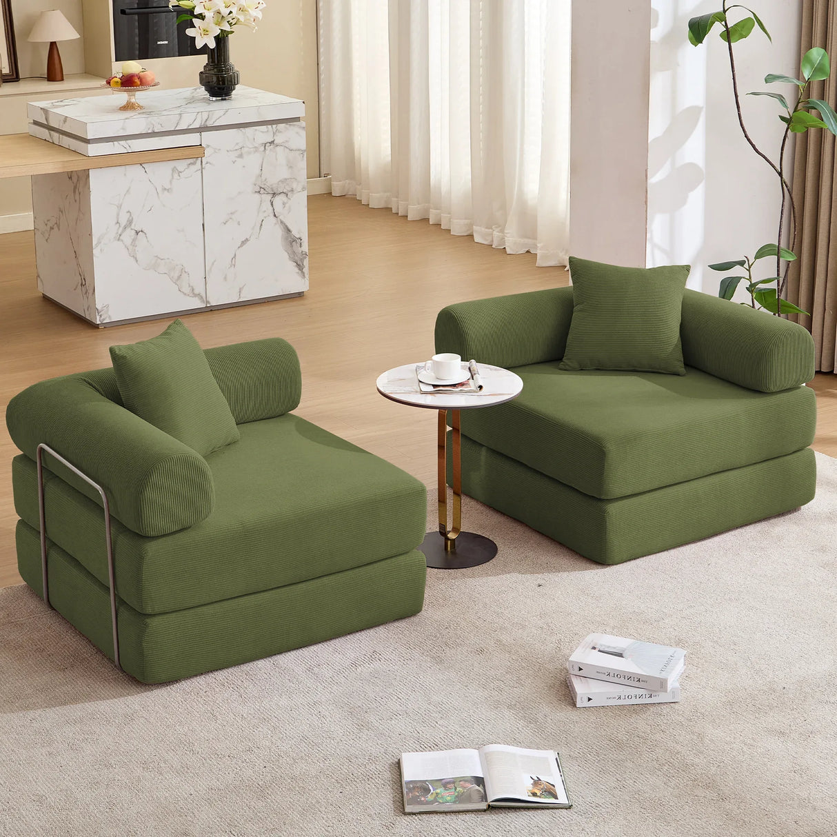 Modular Folding Corduroy Convertible Sofa Bed - Omega Lifestyles