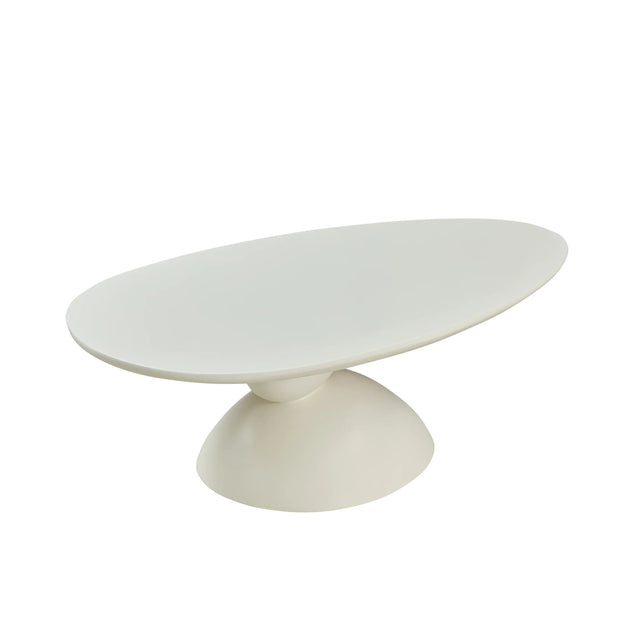 Minimalist Milk White Fiberglass Oval Coffee Table - Omega Lifestyles