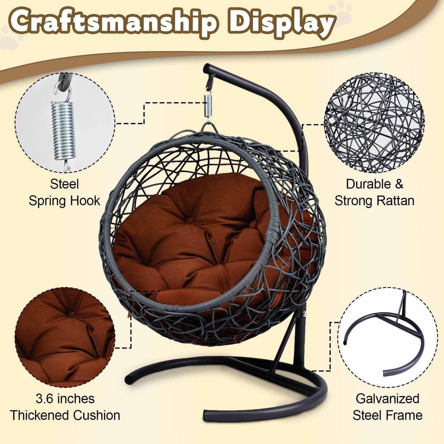 Indoor Hanging Cat Hammock Bed With Stand And Cushion - Sleep Galleria