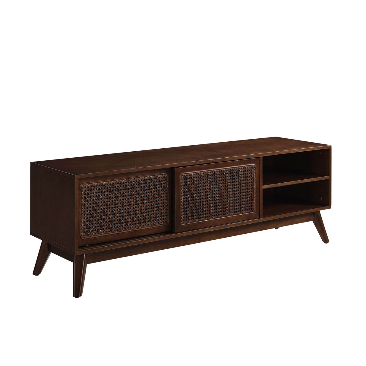 59-Inch Mid Century Modern Rattan TV Stand Cabinet - Sleep Galleria