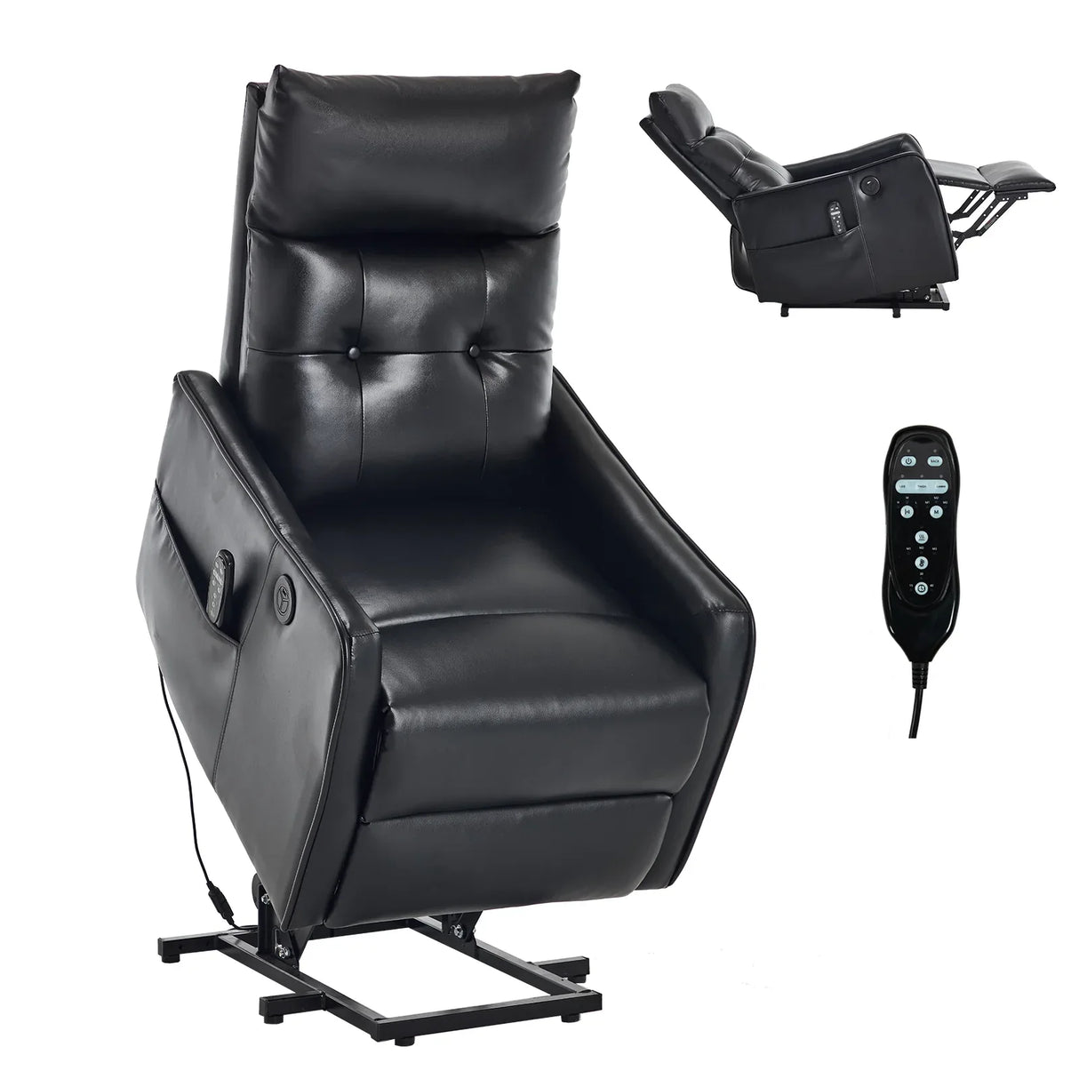 Medium-Firm Faux Leather Power Lift Recliner Chair With Massage - Omega Lifestyles