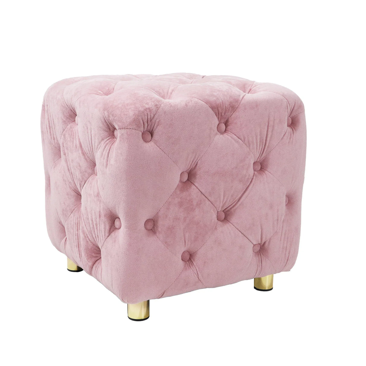 Pink Velvet Dice-Shaped Storage Ottoman With Foam Seat - Omega Lifestyles