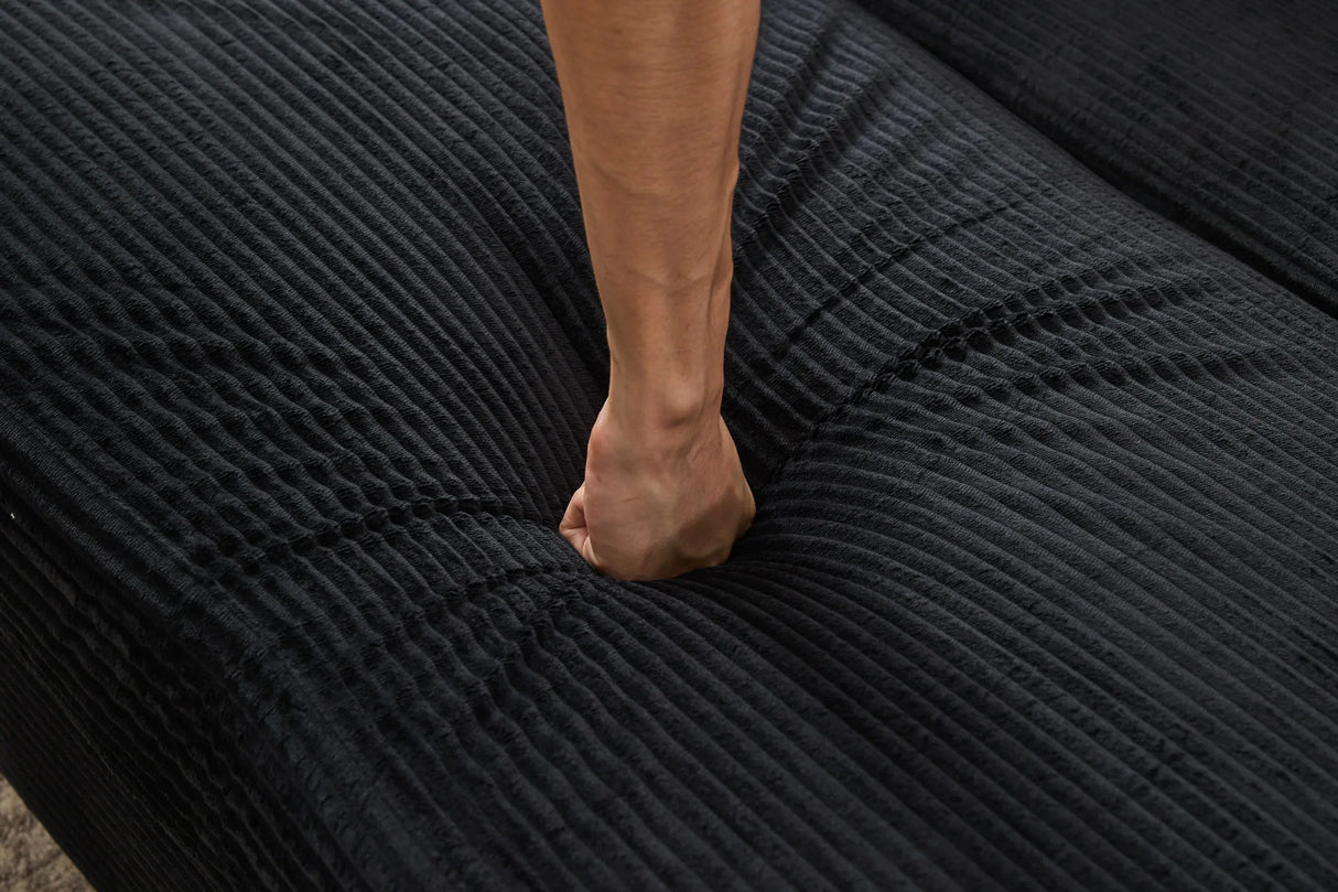 Corduroy Upholstered Chaise Lounge Chair With Ottoman - Omega Lifestyles