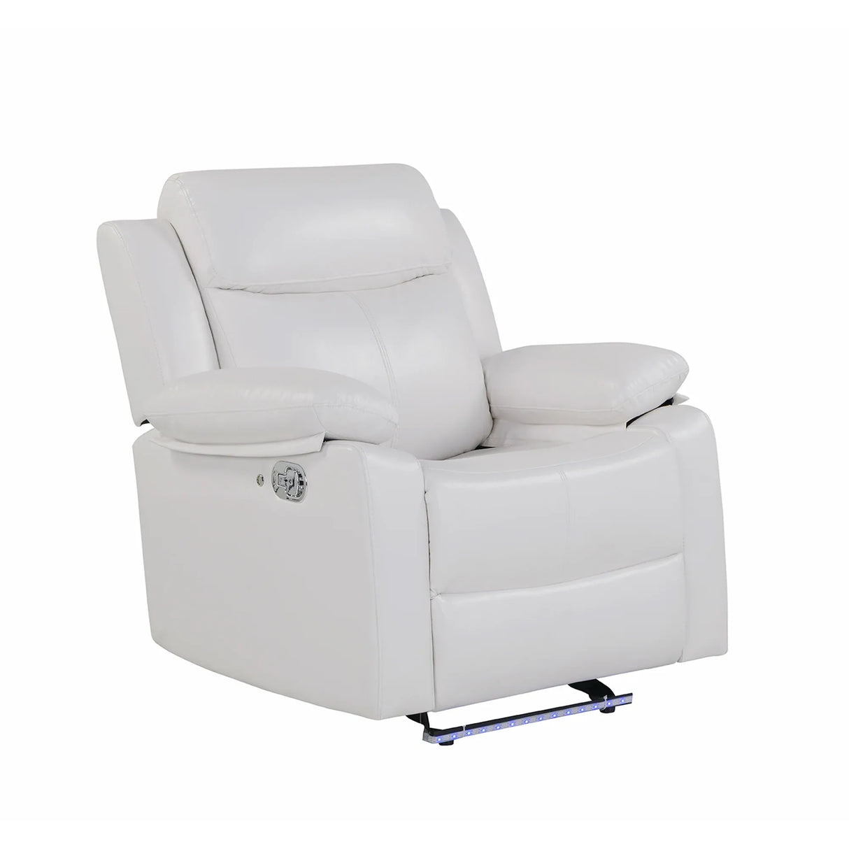 White Upholstered Medium Firm LED Glider Recliner Chair - Omega Lifestyles