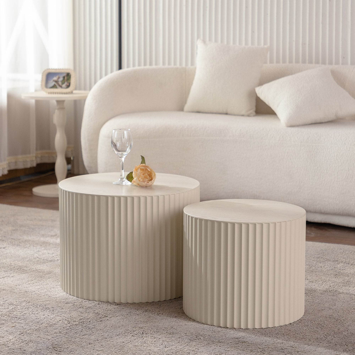 Modern Round Wood Coffee Table With Open Storage - Sleep Galleria