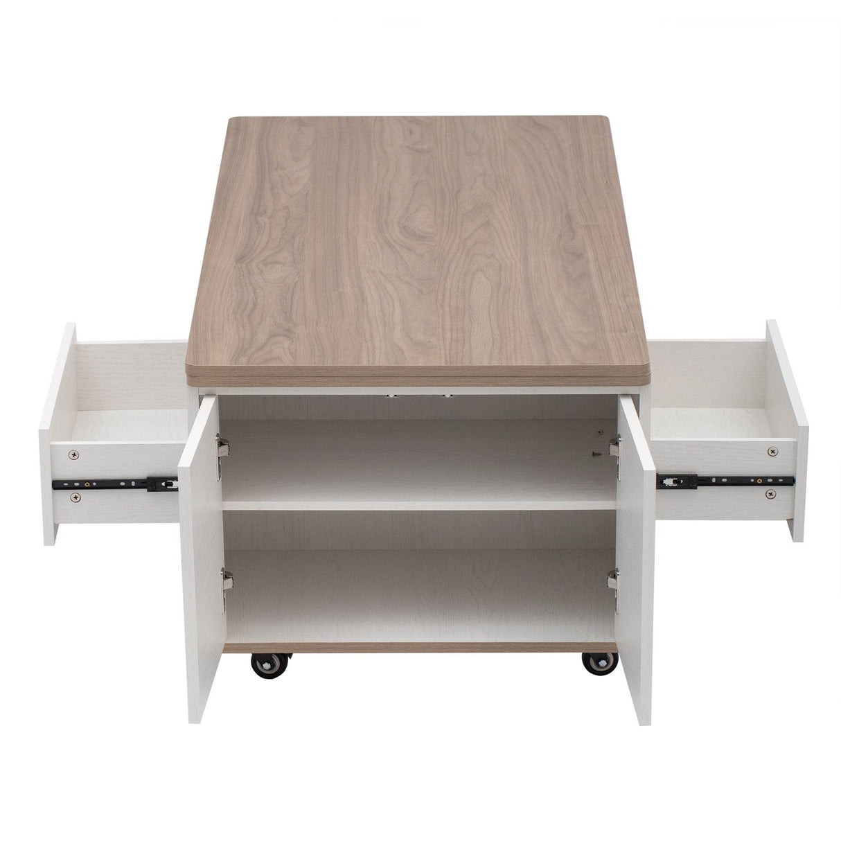 Modern Walnut White Lift Top Coffee Table With Drawers - Sleep Galleria