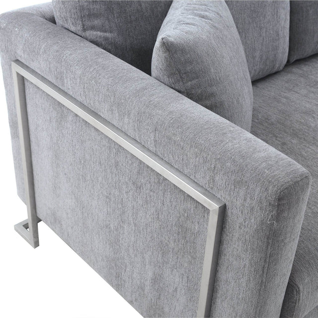 Contemporary Gray Fabric Upholstered 4-Seat Sofa - Omega Lifestyles