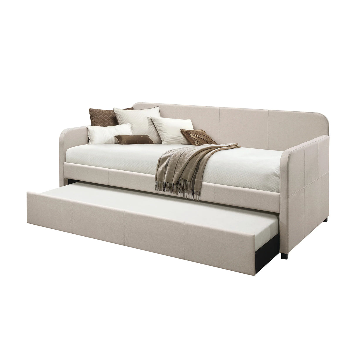 Fog Upholstered Twin Daybed With Roll-Out Trundle - Omega Lifestyles