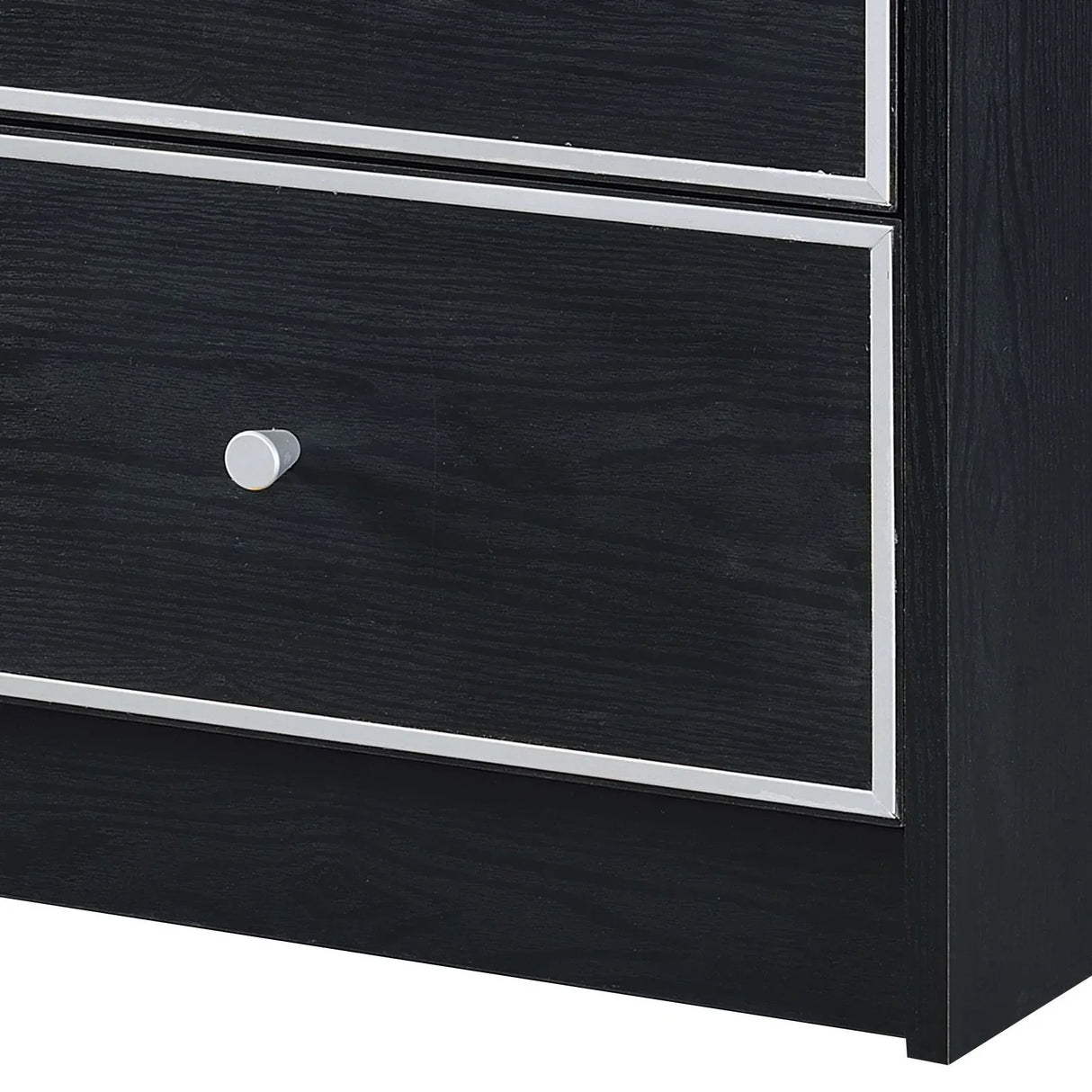 Black And Silver Synthetic Wood Accent Table With Drawers - Omega Lifestyles