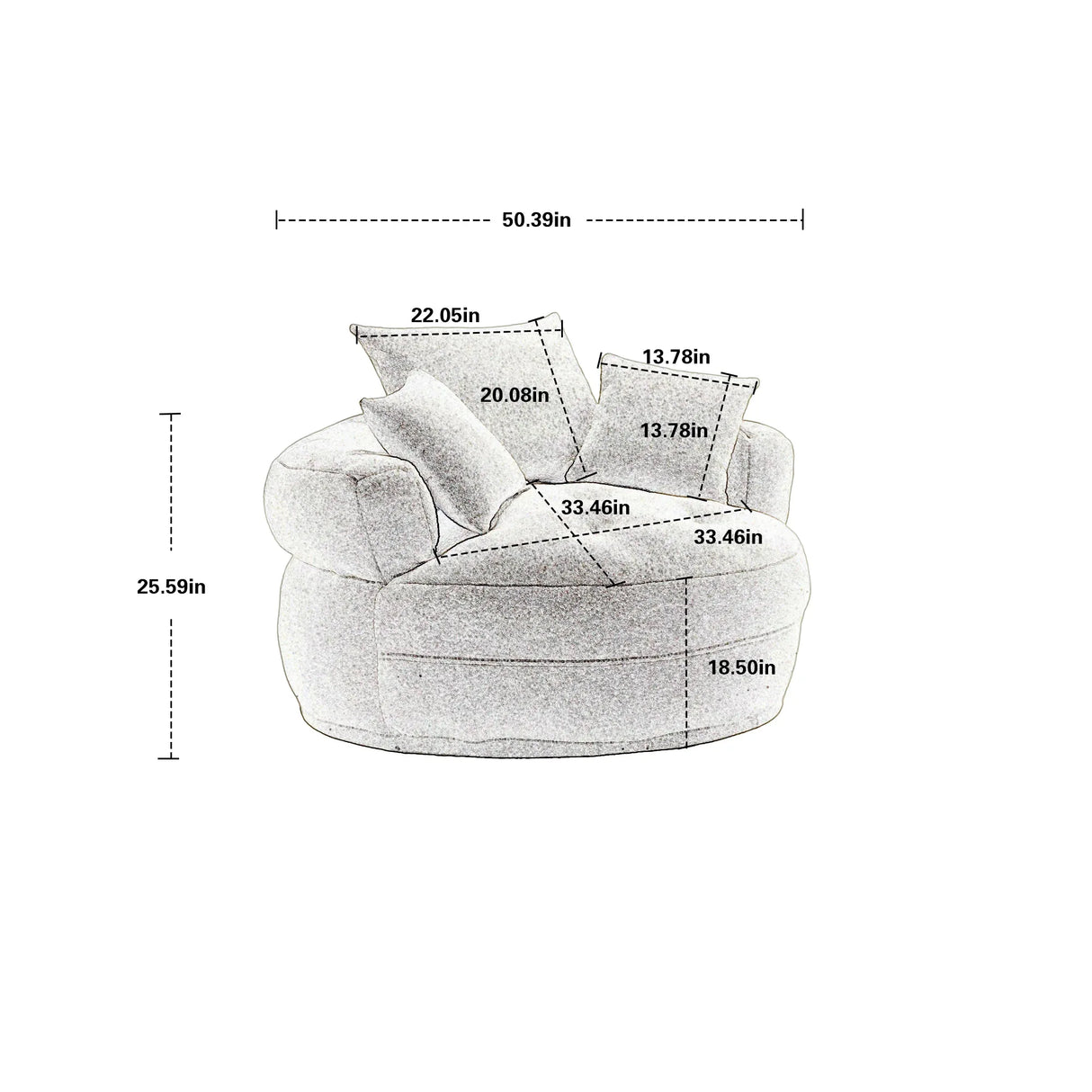 Modern Chenille Circular Foam Sponge Sleeper Chair - Omega Lifestyles