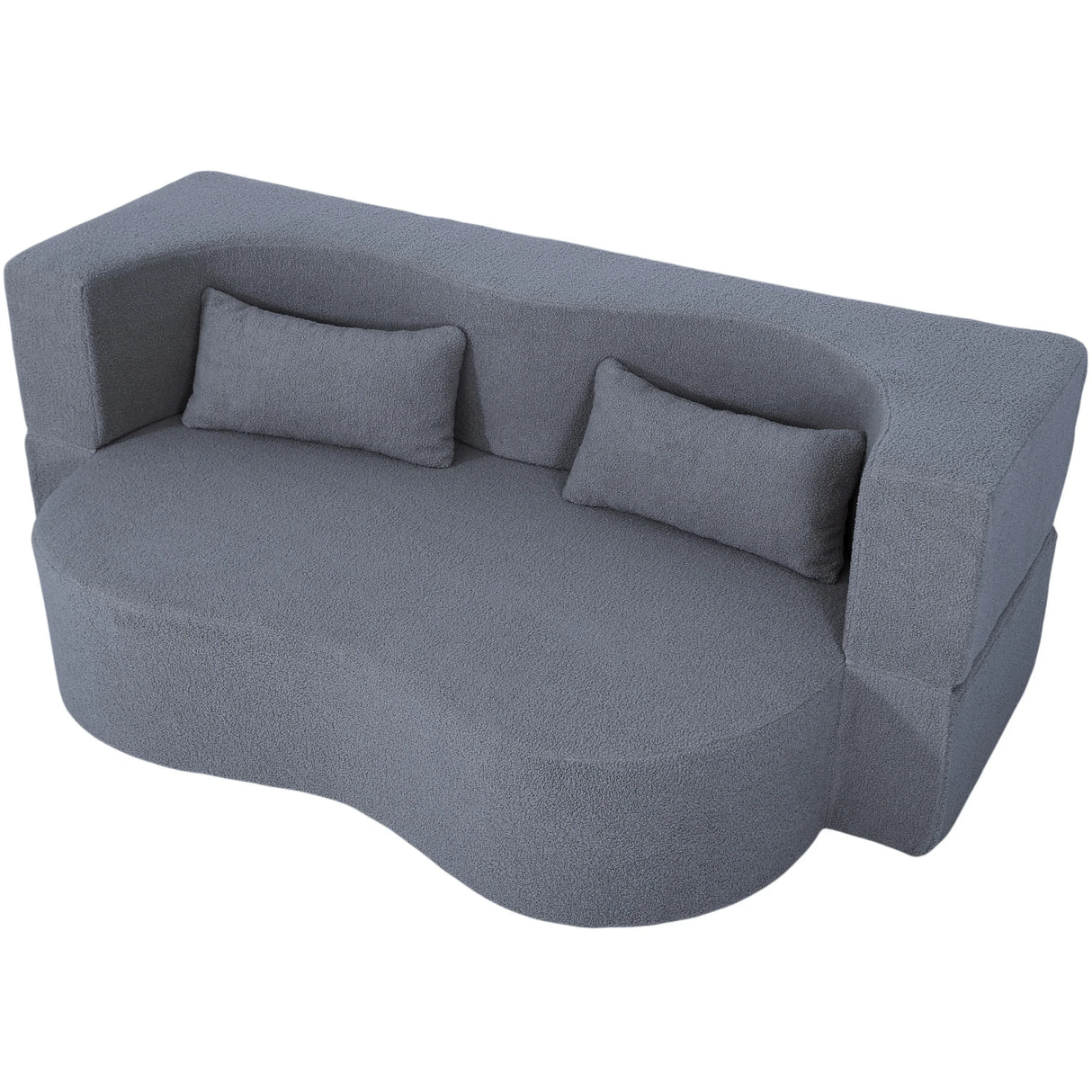 Full Size Convertible Teddy Fabric Sofa Bed With Pillows - Omega Lifestyles
