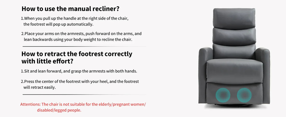 Heat Massage Faux Leather Swivel Rocking Recliner Chair - Omega Lifestyles