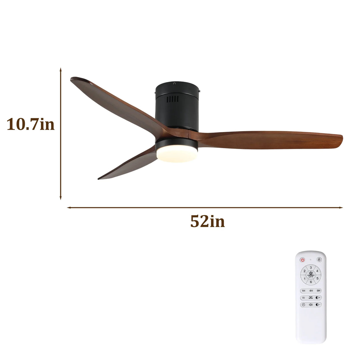 52-Inch Black Dark Walnut Wood Blade Ceiling Fan - Omega Lifestyles