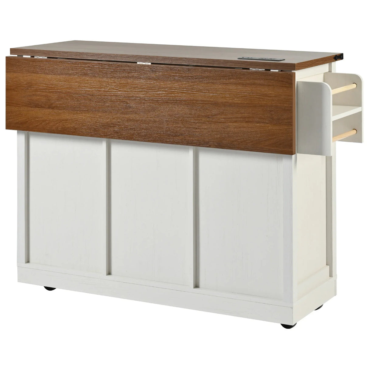 Farmhouse Kitchen Island Rolling Cart With Power Outlet - Omega Lifestyles