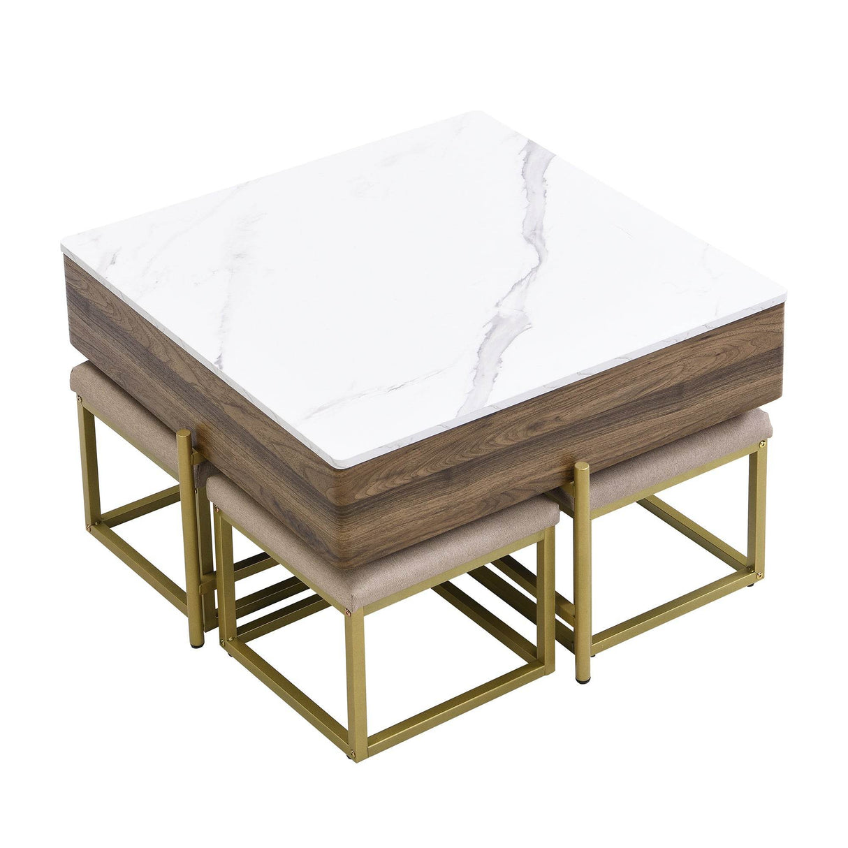 Modern Square Lift-Top Coffee Table Set With Ottomans - Sleep Galleria