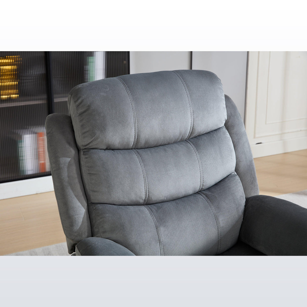 Plush Fabric Upholstered Manual Recliner Chair With Lumbar Massage - Omega Lifestyles