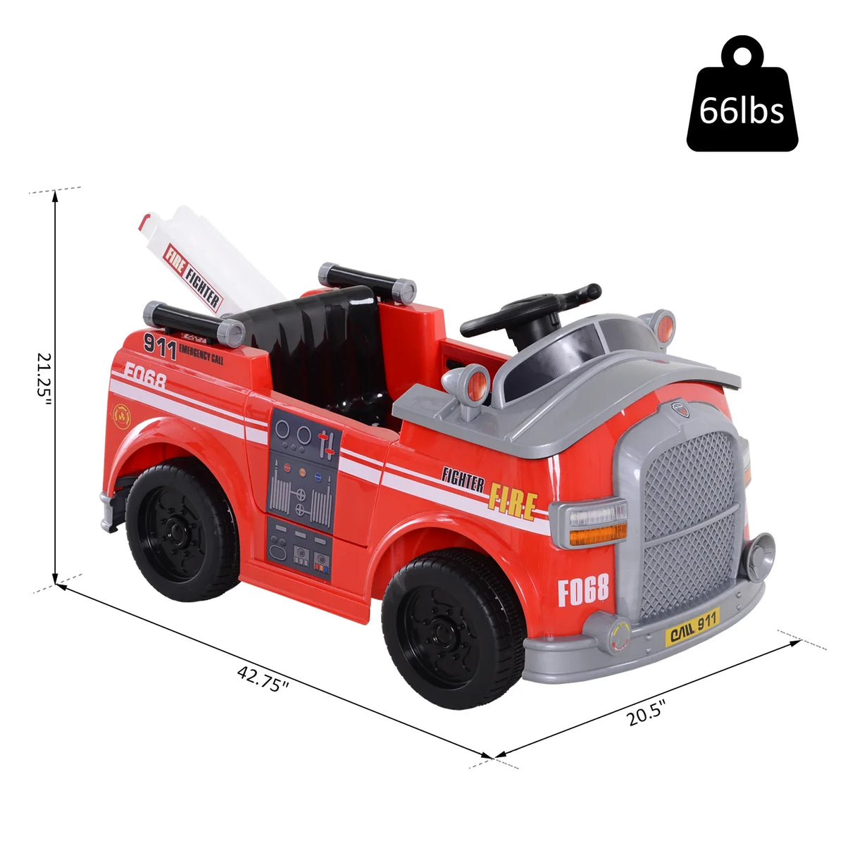 Electric Ride-On Fire Truck Vehicle With Remote Control - Omega Lifestyles