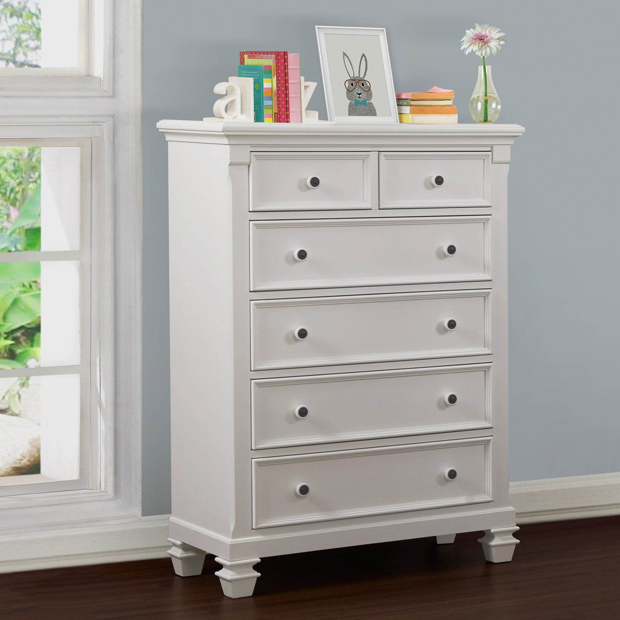 Solid Wood White 6 Drawer Chest Storage Dresser