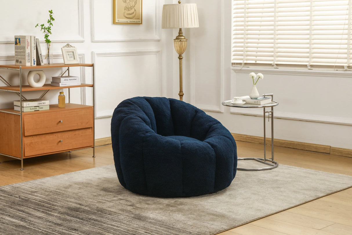 Plush Teddy Fabric Ergonomic Foam Filled Bean Bag Chair - Omega Lifestyles