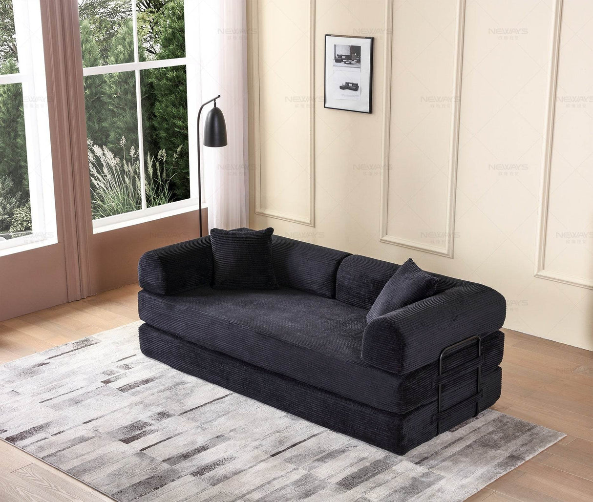 Convertible Corduroy Soft Folding Sofa Bed With Pillow