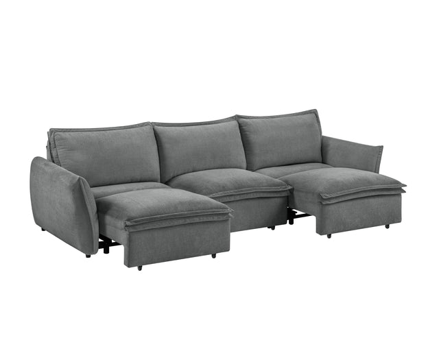 Gray Chenille Fabric Power Recliner Sofa With Sleeper - Omega Lifestyles