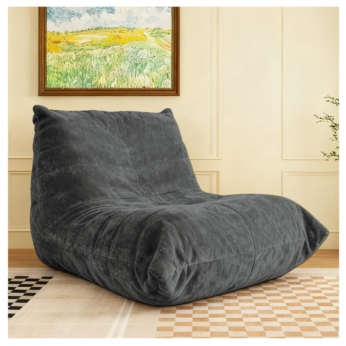 Ergonomic Flannelette Bean Bag Chair With 5-Way Support