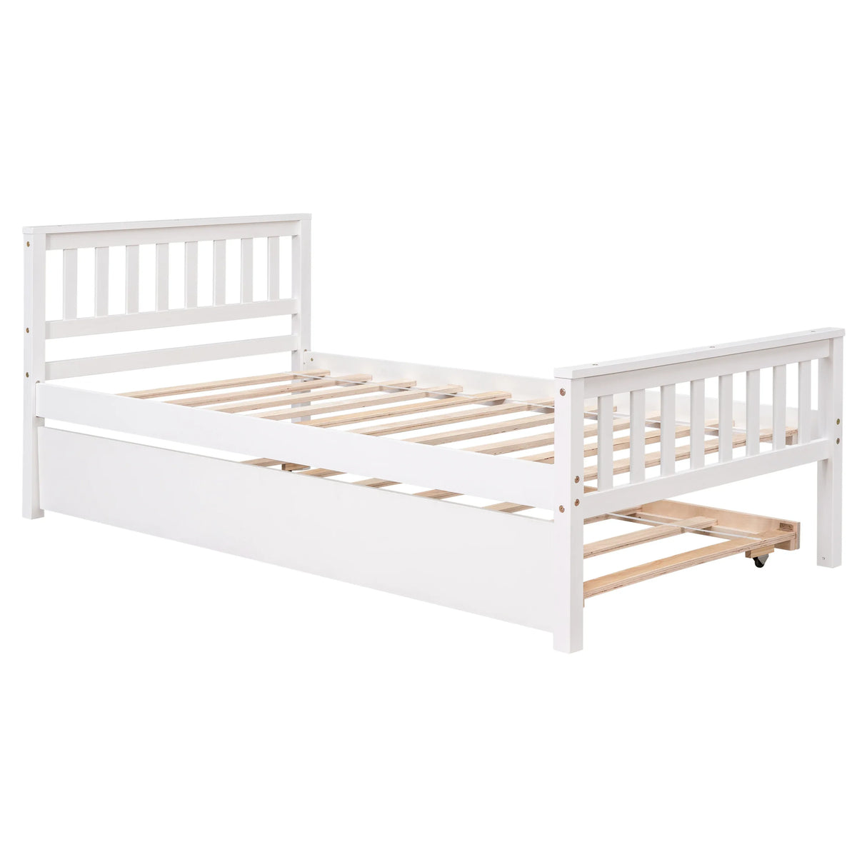 Twin Platform Bed Frame With Pull-Out Trundle - Omega Lifestyles