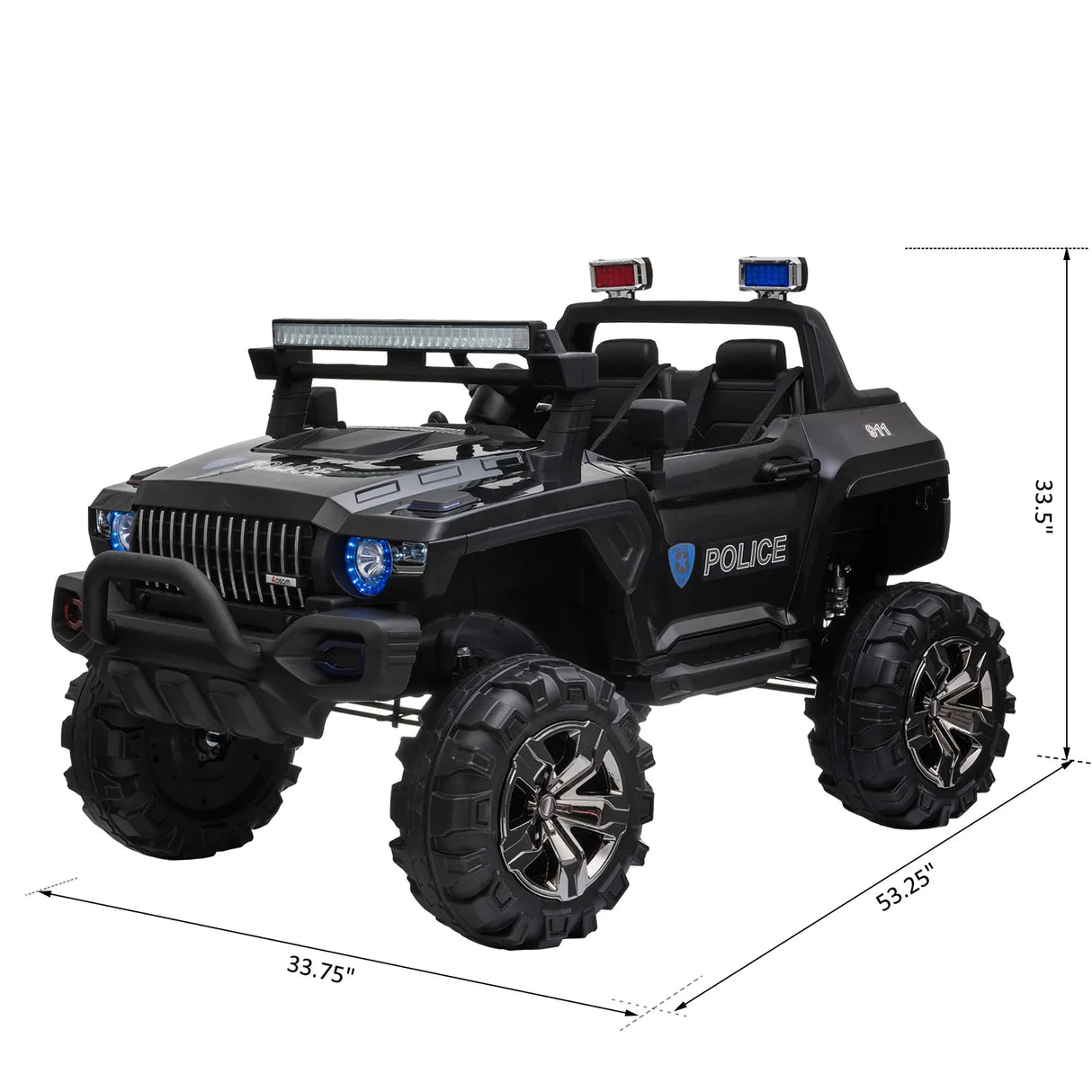 2-Seater 12V Battery Operated Police Ride-On Car - Omega Lifestyles