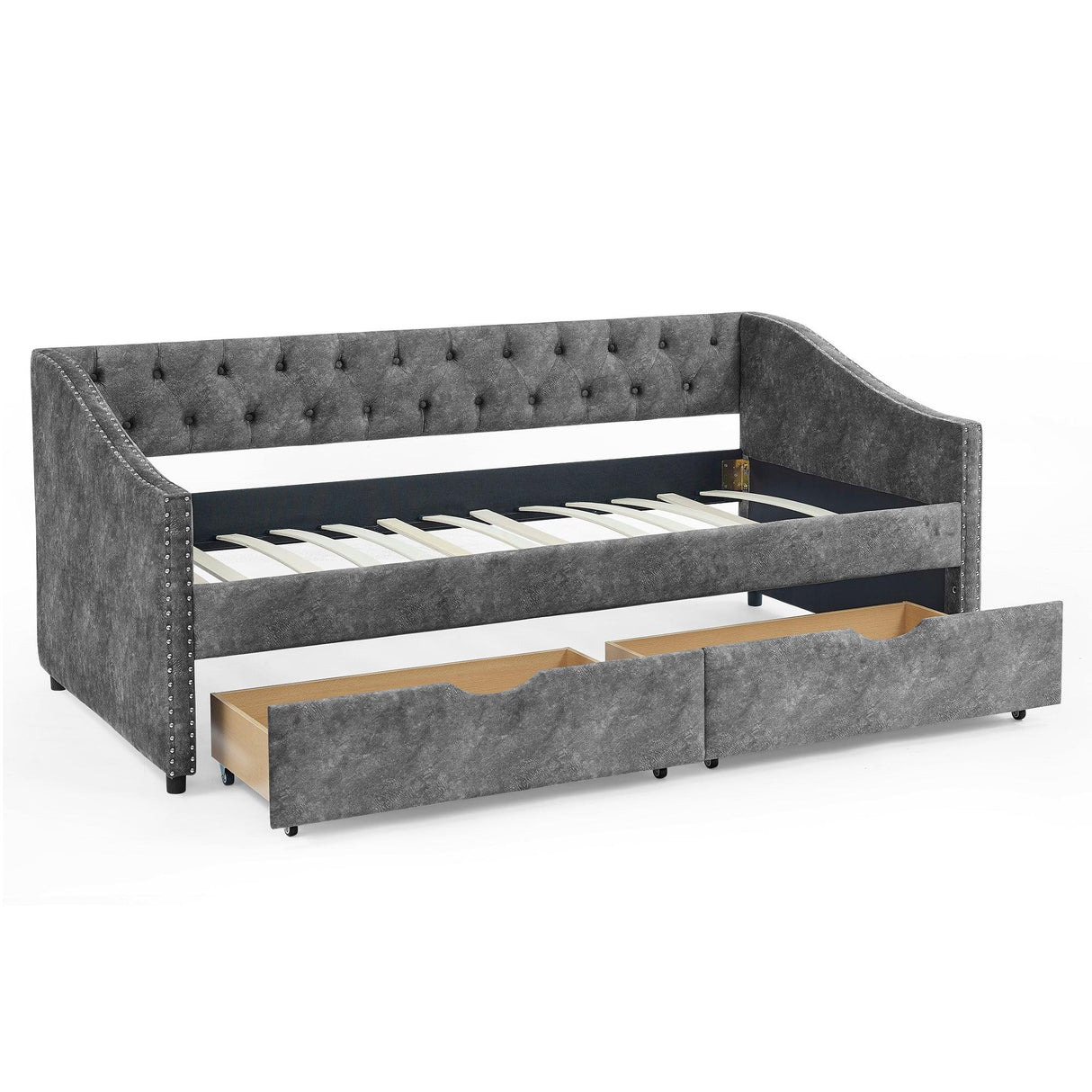 Twin Upholstered Tufted Daybed With Storage Drawers - Omega Lifestyles