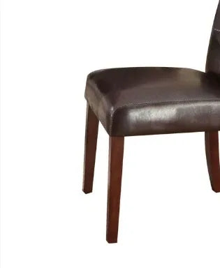 Set of 2 Espresso Synthetic Leather Walnut Side Chairs - Omega Lifestyles